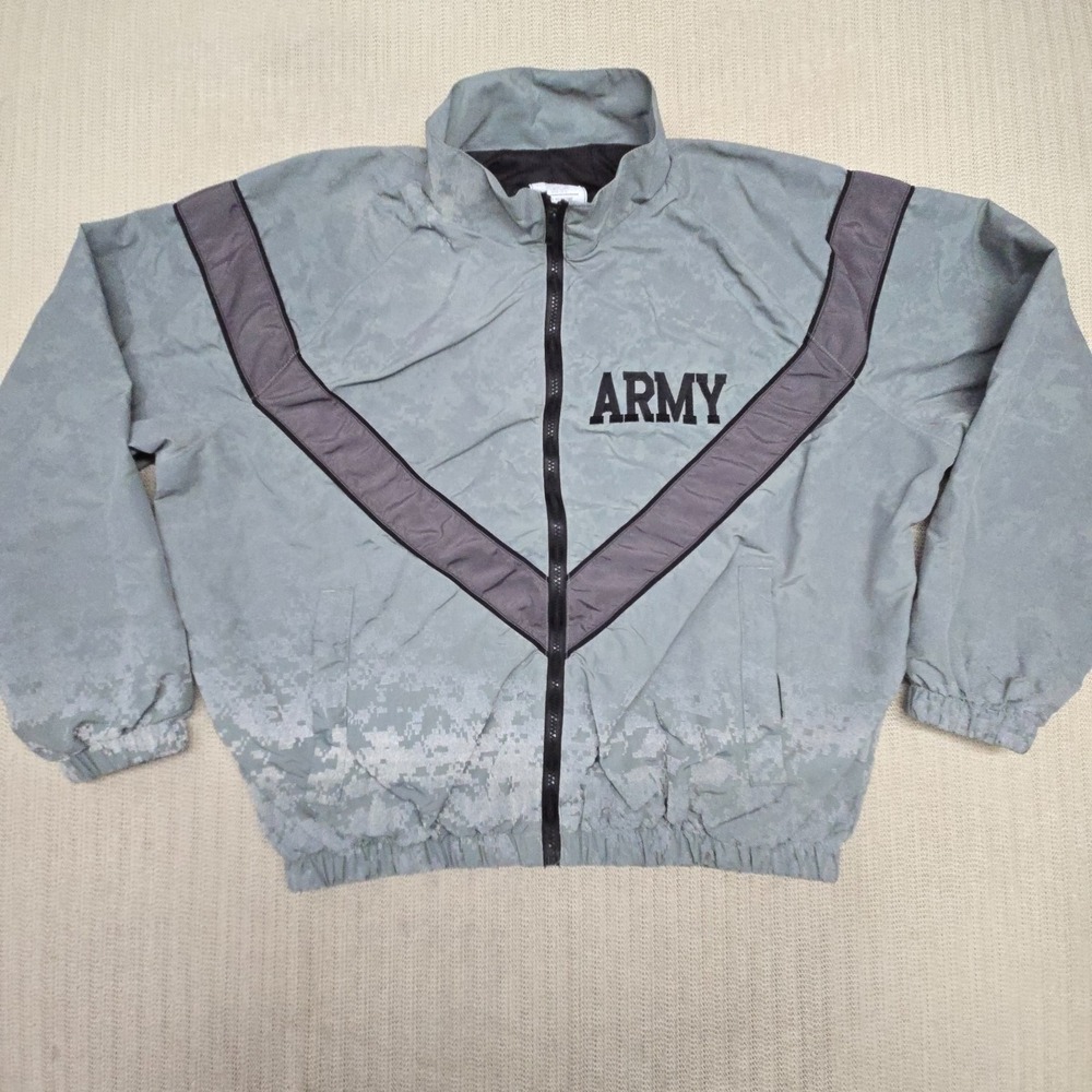 US Army IPFU Jacket Mens Medium Gray Reflective Digital Camo Full Zip Training